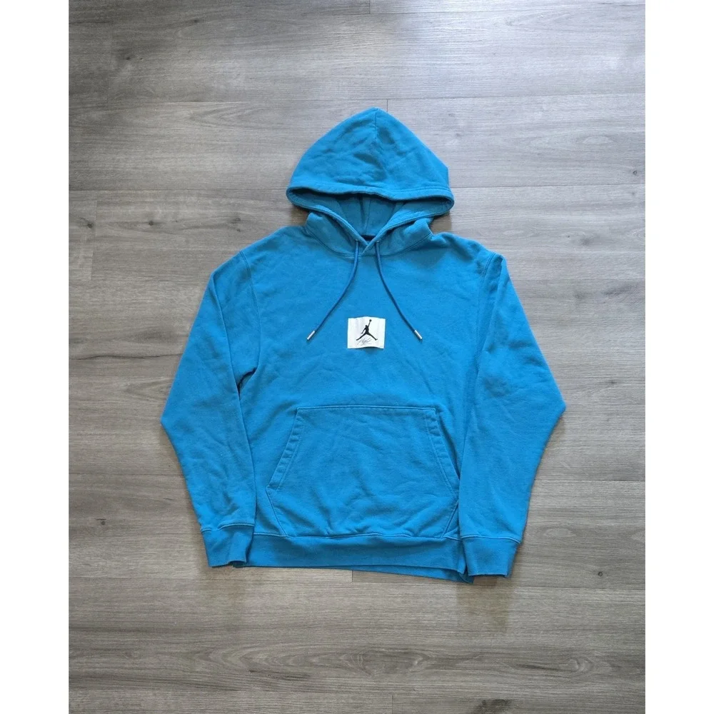 Nike Air Jordan Essential Flight Fleece Pullover Hoodie Cyber Teal Size Small
